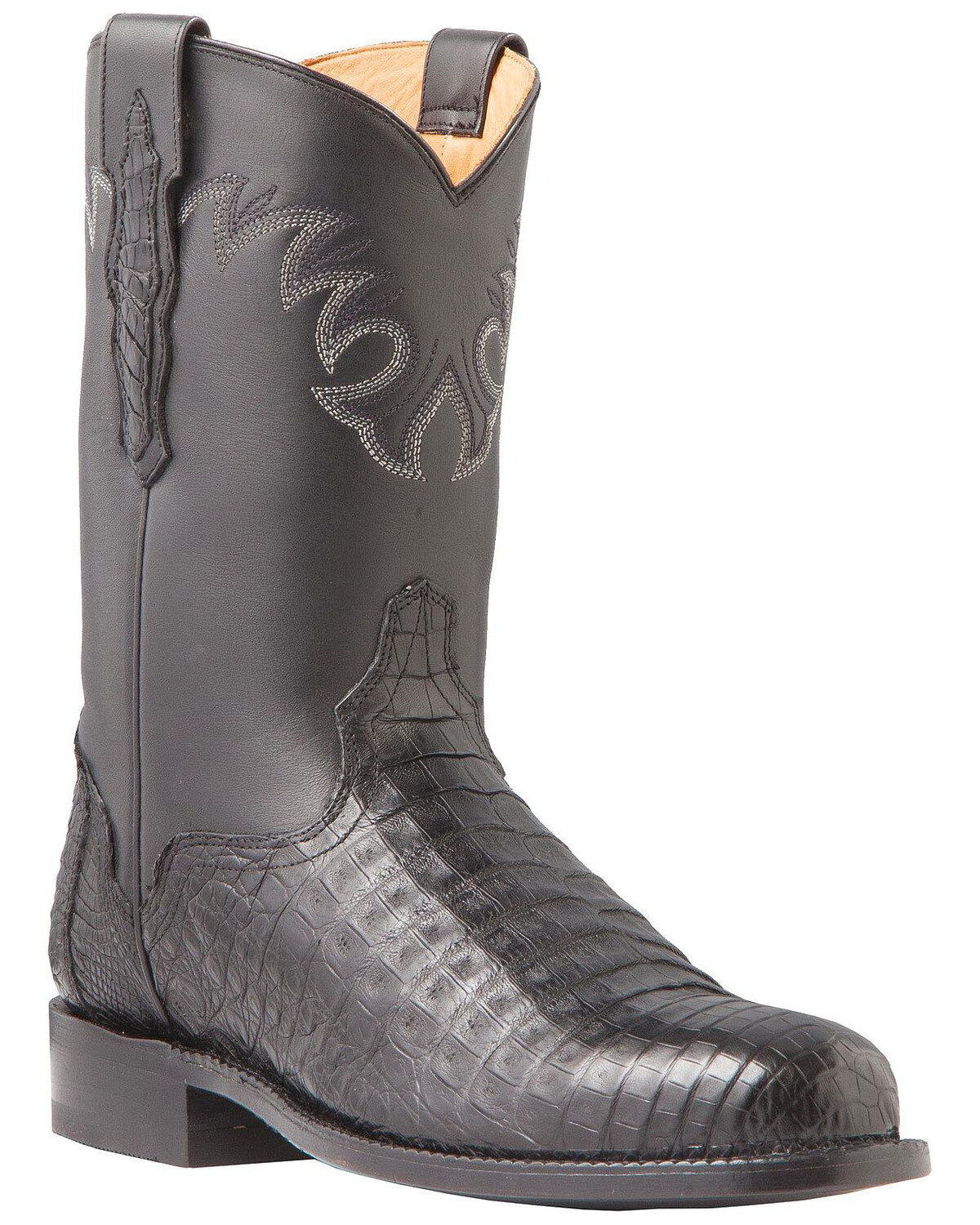 Image #2 - El Dorado Men's Handmade Caiman Belly Roper Boots - Medium Toe, , hi-res