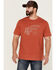 Image #1 - Brothers and Sons Men's Mercantile Light Red Weathered Slub Graphic Short Sleeve T-Shirt, Orange, hi-res
