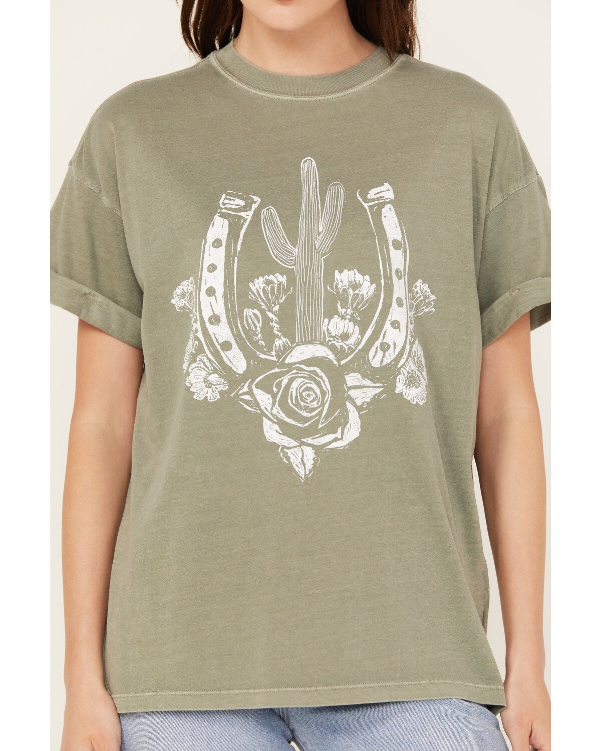 Image #3 - Girl Dangerous Women's Horseshoe Rose Boyfriend Graphic Tee, , hi-res