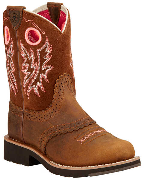 Ariat Kid's Fat Baby Round Toe Western Boots, Brown, hi-res