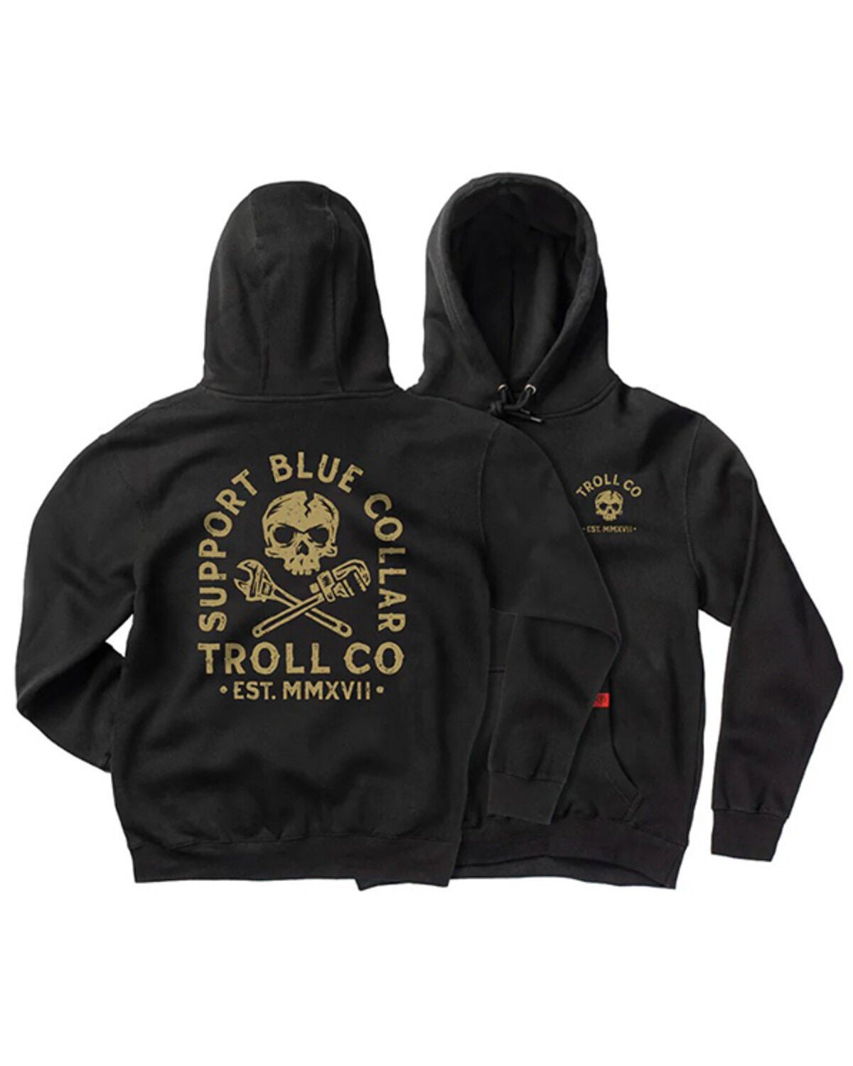 Troll Co Men's SBC Crossed Hooded Work Sweatshirt, Black, hi-res