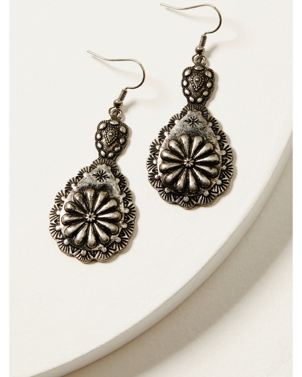 Shyanne Women's Isla Oasis Stamped Silver Earrings, Silver, hi-res