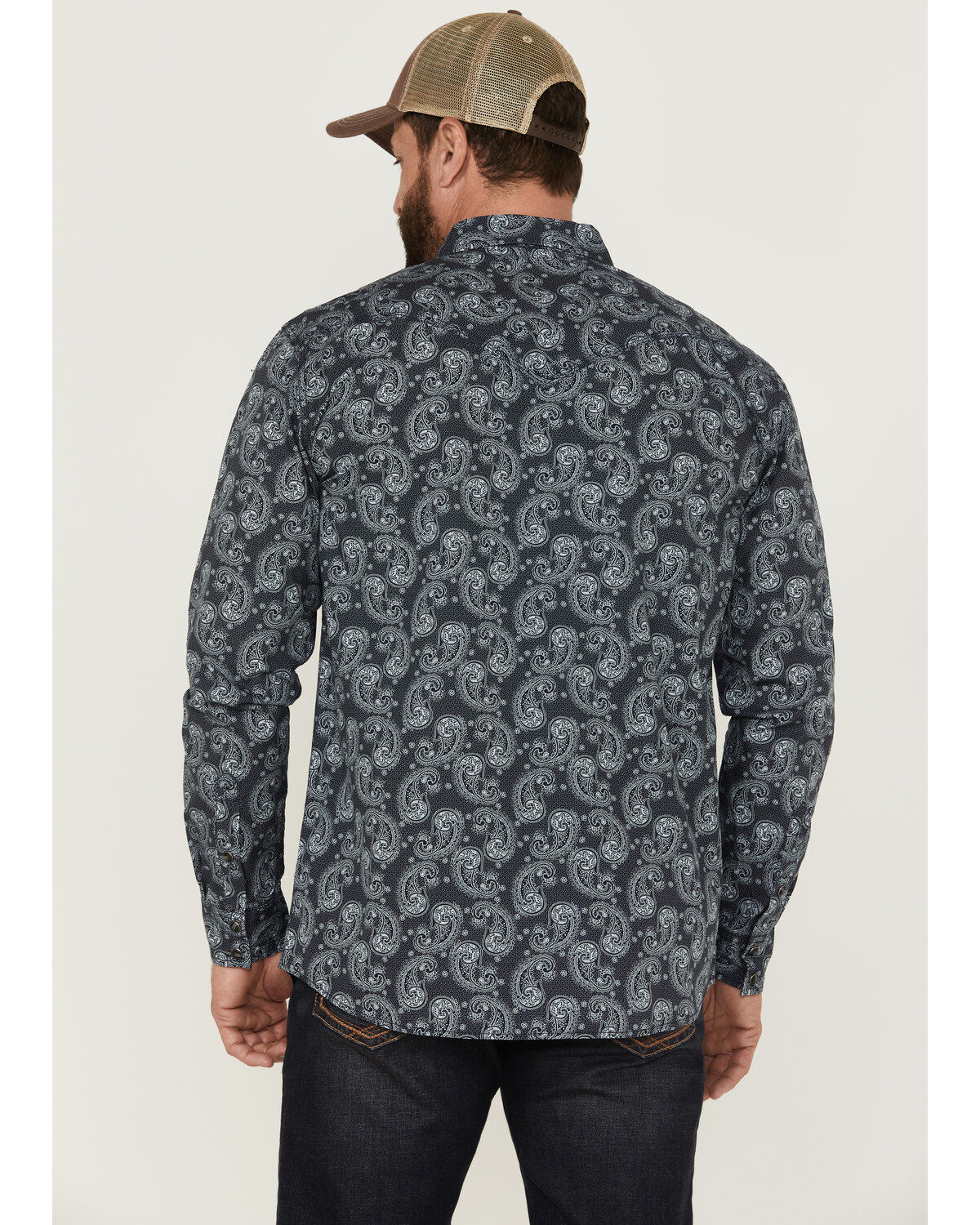 Image #4 - Moonshine Spirit Men's Amusement Large Paisley Print Long Sleeve Western Shirt, Navy, hi-res