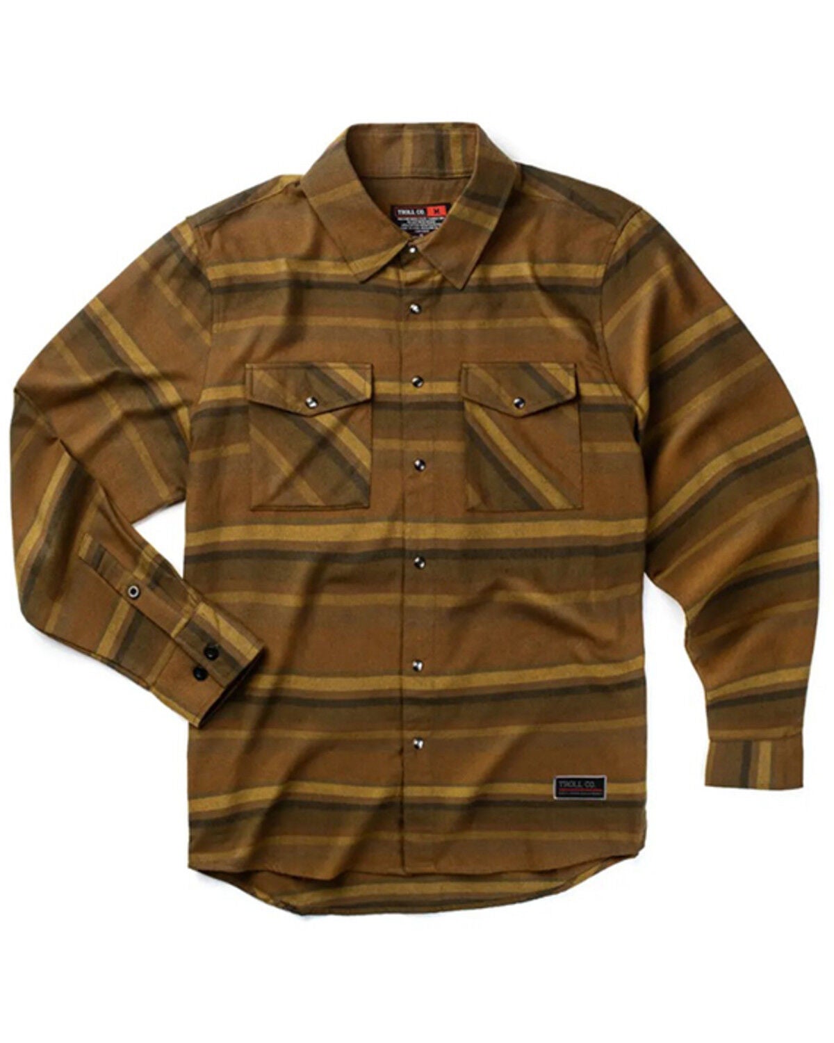 Troll Co Men's Lou Striped Print Long Sleeve Snap Flannel Work Shirt, Brown, hi-res
