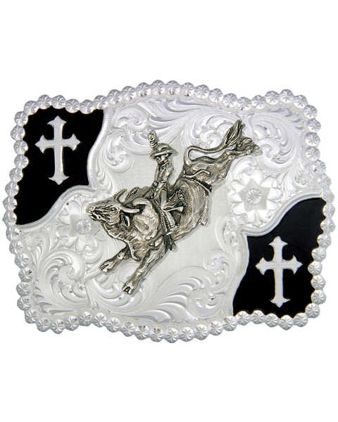 Image #1 - Montana Silversmiths Christian Flourish Bullrider Belt Buckle, Silver, hi-res
