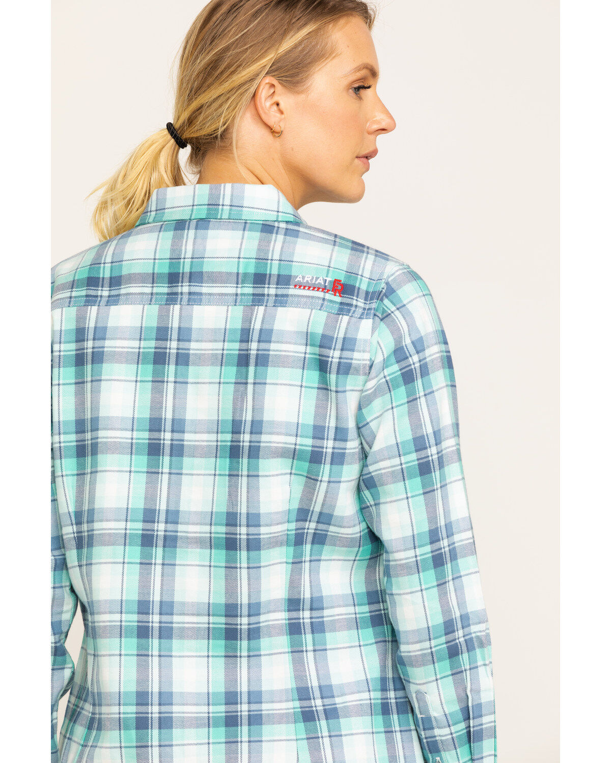 Image #5 - Ariat Women's Boot Barn Exclusive FR Gisela Plaid Print Long Sleeve Work Shirt, , hi-res