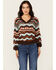 Image #1 - Shyanne Women's Zig Zag V Neck Sweater, Caramel, hi-res