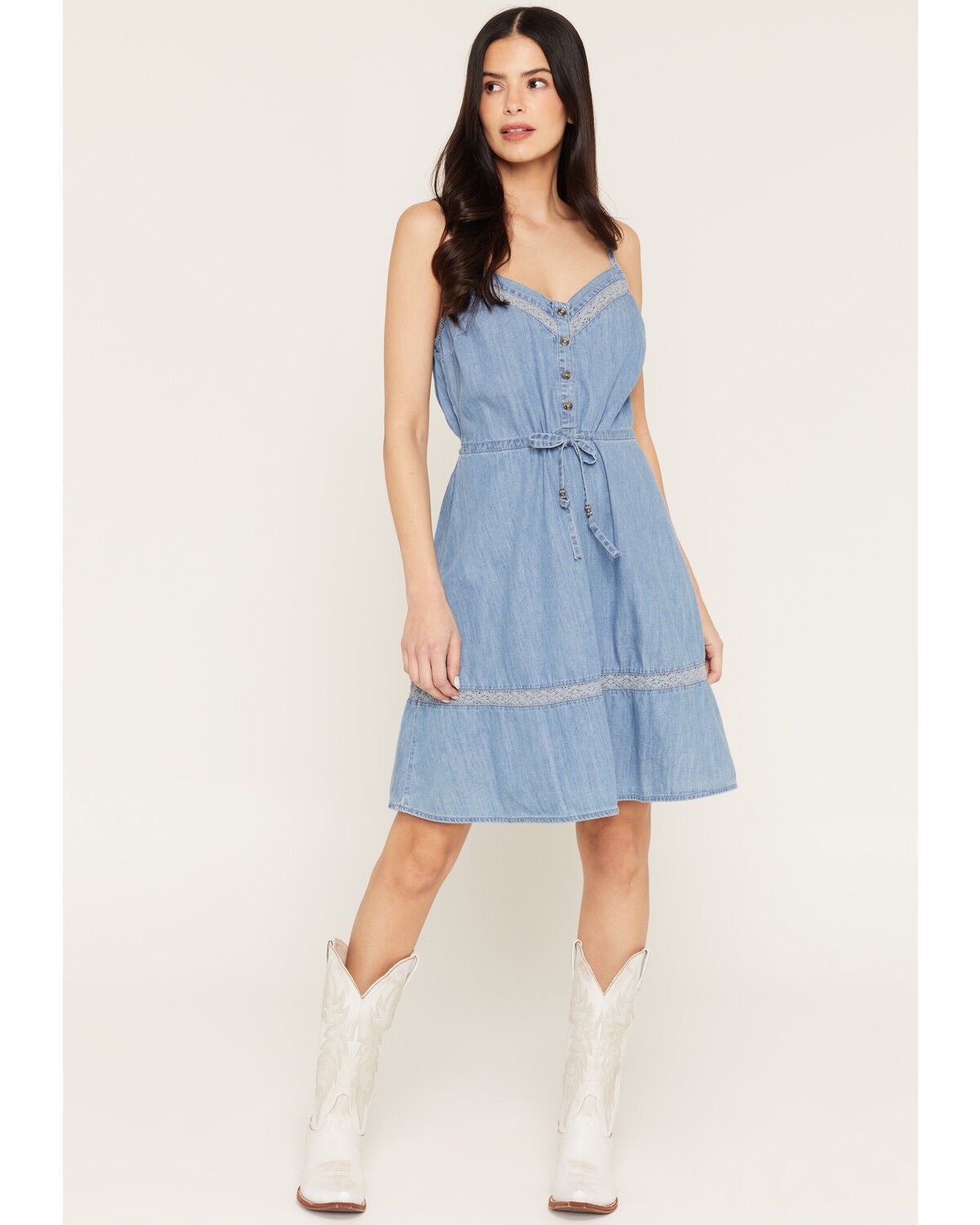 Idyllwind Women's Rowan Tiered Denim Mini Dress, Medium Wash, hi-res