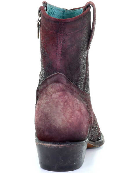 Image #4 - Corral Women's Wine Red Lamb Booties - Round Toe, , hi-res