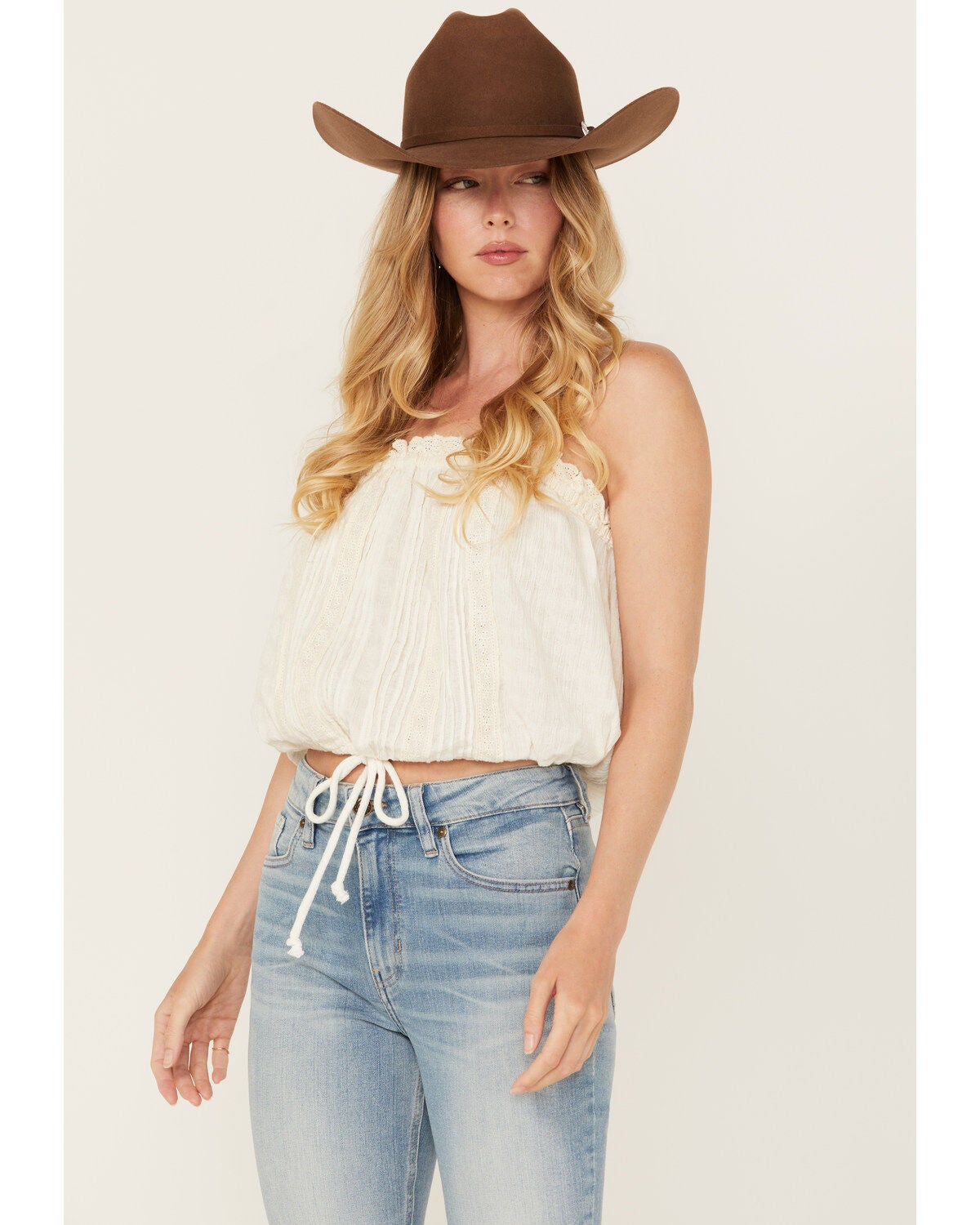 Free People Women's Because Of You Tank Top, Ivory, hi-res