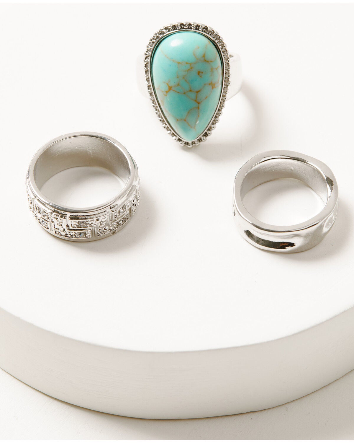 Shyanne Women's Teardrop Ring Set - 3 Piece, Silver, hi-res