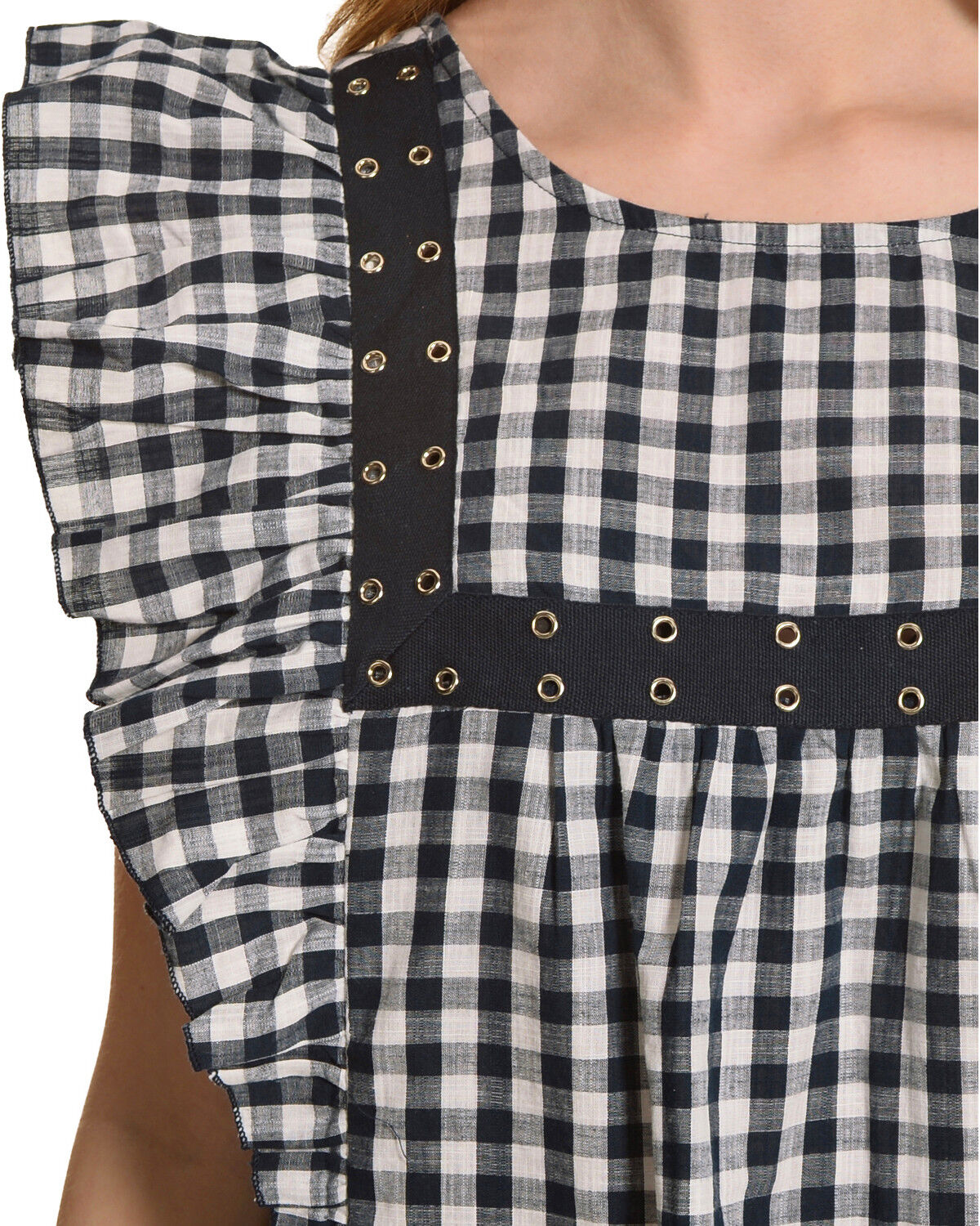 Image #4 - New Direction Sport Women's Black Plaid Gromets Top , , hi-res