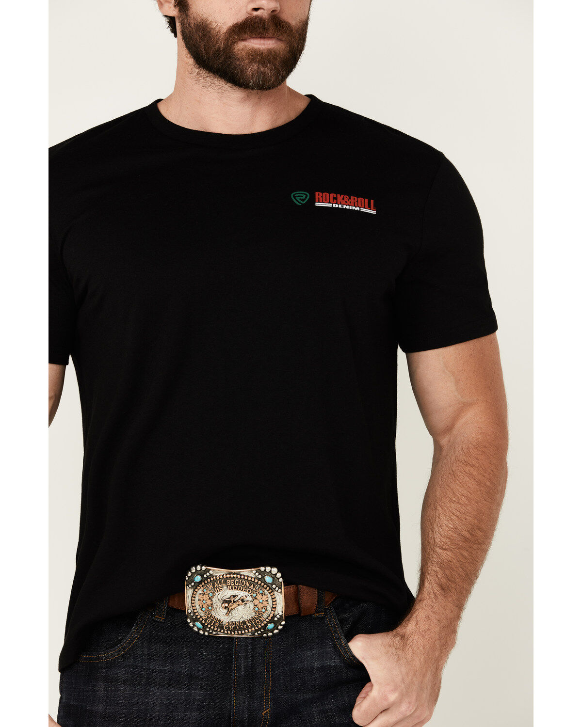 Image #3 - Rock & Roll Denim Men's Mexico Flag Short Sleeve Graphic T-Shirt, Black, hi-res