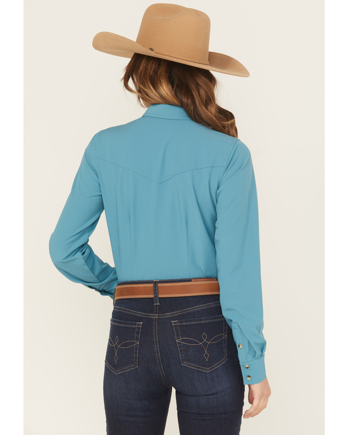 Image #4 - Shyanne Women's Solid Long Sleeve Button-Down Performance Shirt, Turquoise, hi-res
