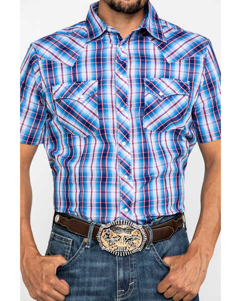 Image #4 - Wrangler Men's Black Small Plaid Fashion Snap Short Sleeve Western Shirt , , hi-res
