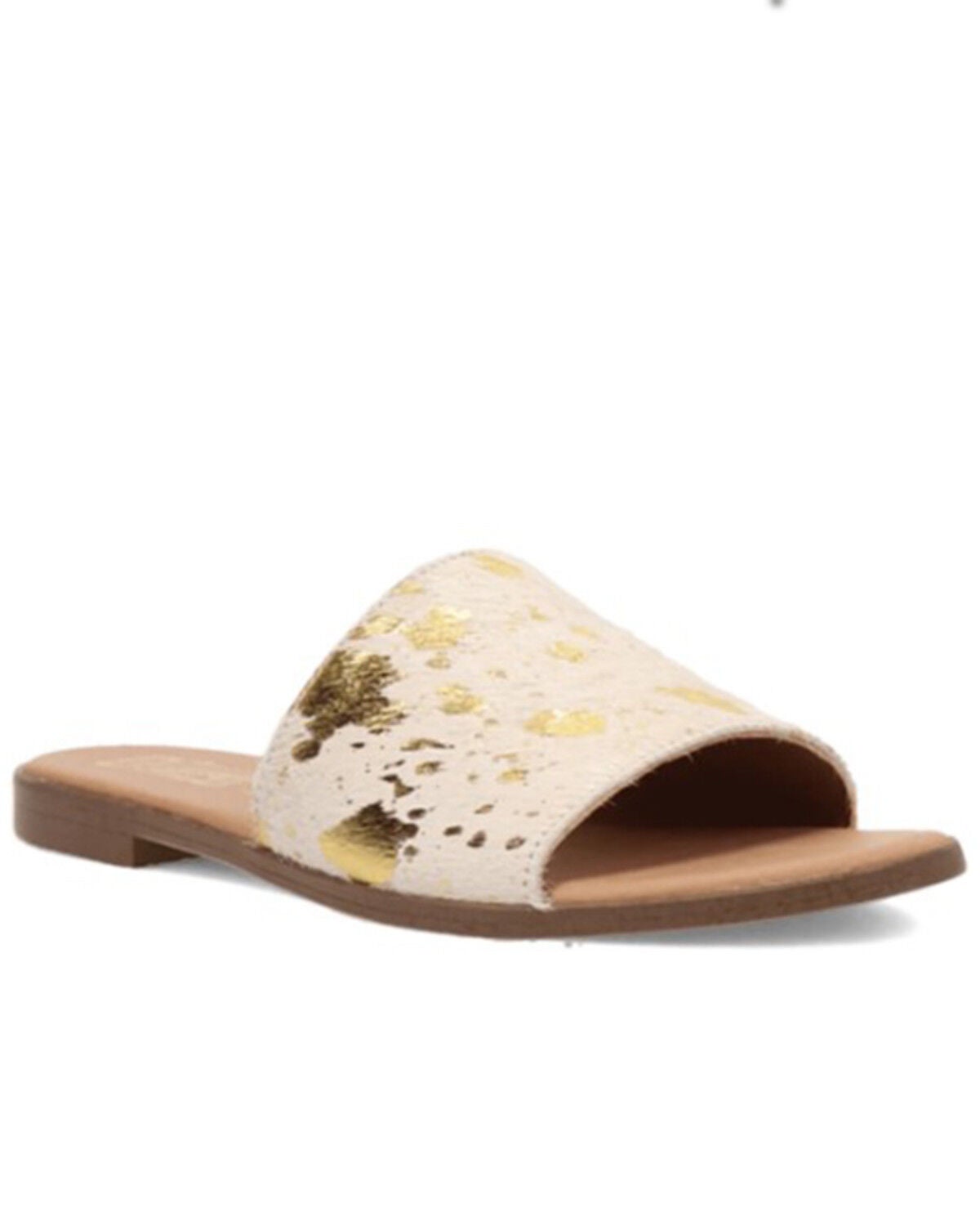 Dingo Women's Metallic Hairon Moo Moo Sandals, Gold, hi-res