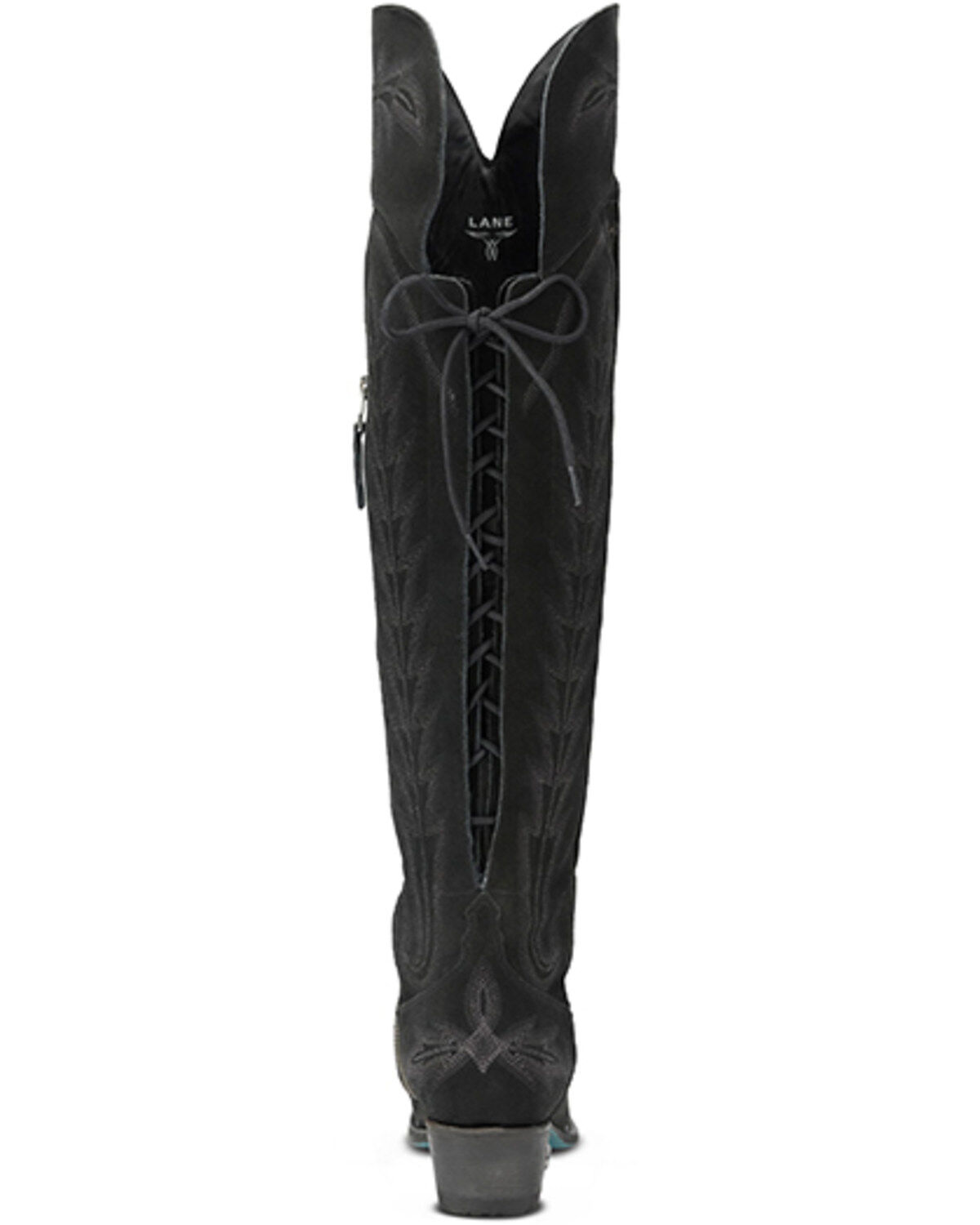 Image #5 - Lane Women's Lexington Over The Knee Suede Western Boots - Snip Toe, Black, hi-res