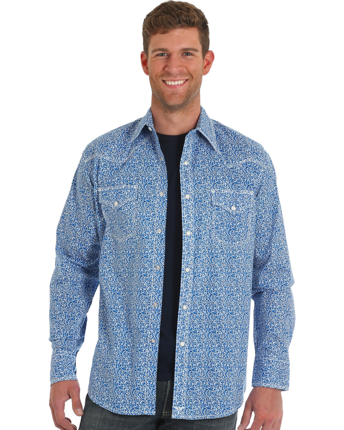 Image #1 - Wrangler 20X Men's Paisley Print Advanced Comfort Long Sleeve Western Shirt, , hi-res