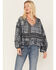 Jen's Pirate Booty Women's Roma Storm Chariot Floral Print Ruffle Top, Black, hi-res
