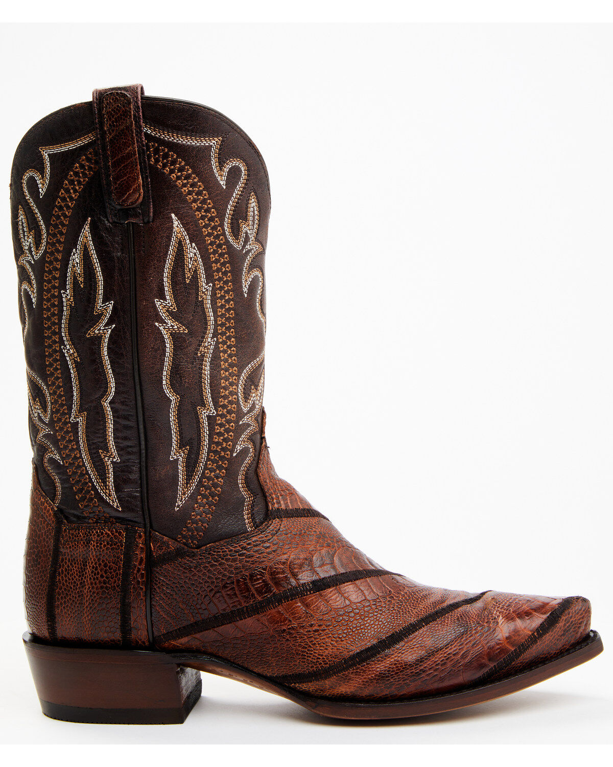 Dan Post Men's Exotic Wrapped Ostrich Leg Western Boots - Snip Toe , Tan