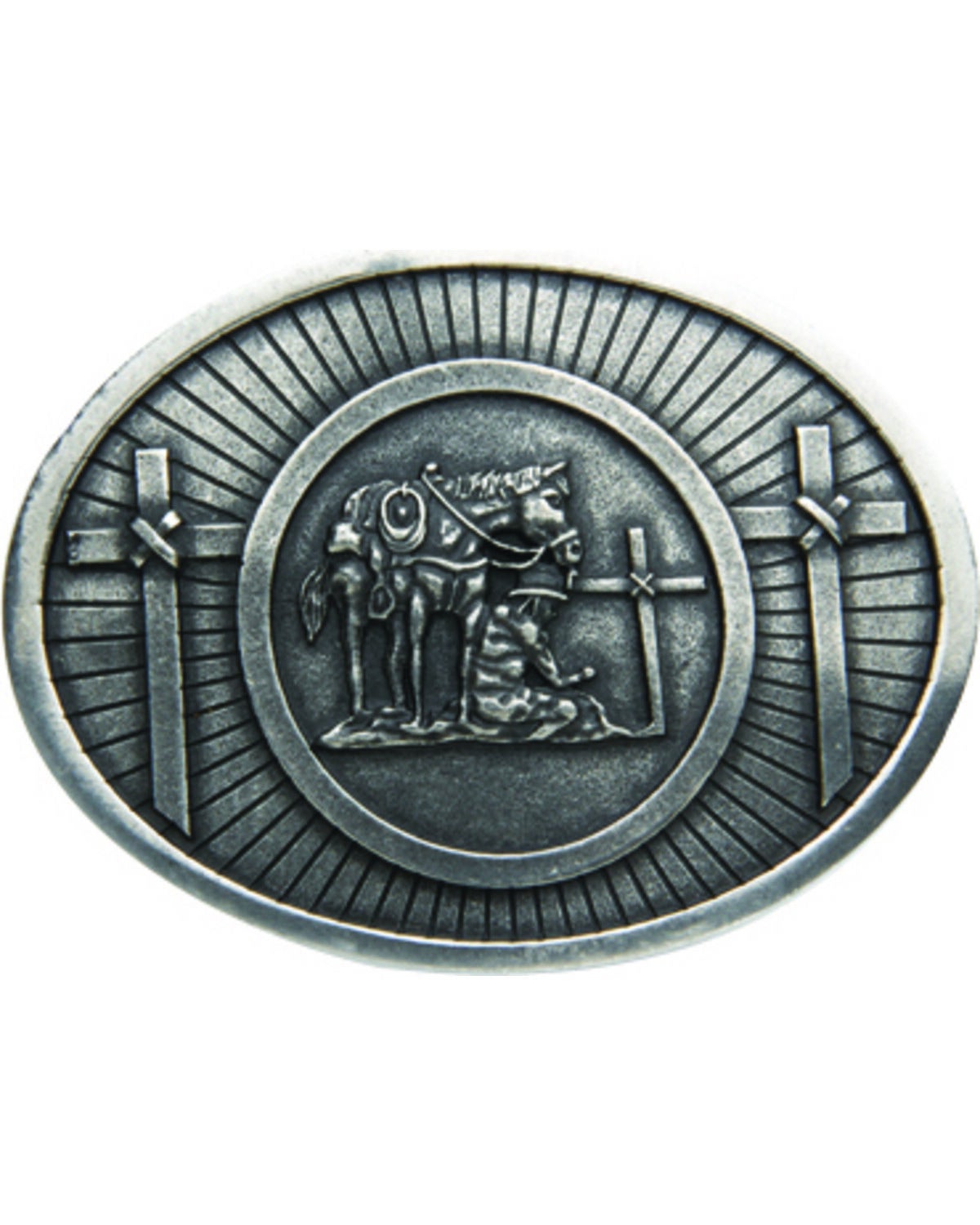 AndWest Men's Antique Silver Praying Cowboy Belt Buckle, Silver, hi-res