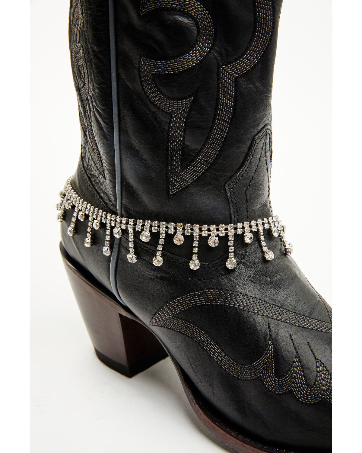Shyanne Women's Rhinestone Studded Charm Boot Jewelry, Silver, hi-res