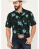 Image #1 - Panhandle Men's Tropical Print Short Sleeve Snap Stretch Western Shirt, Black, hi-res