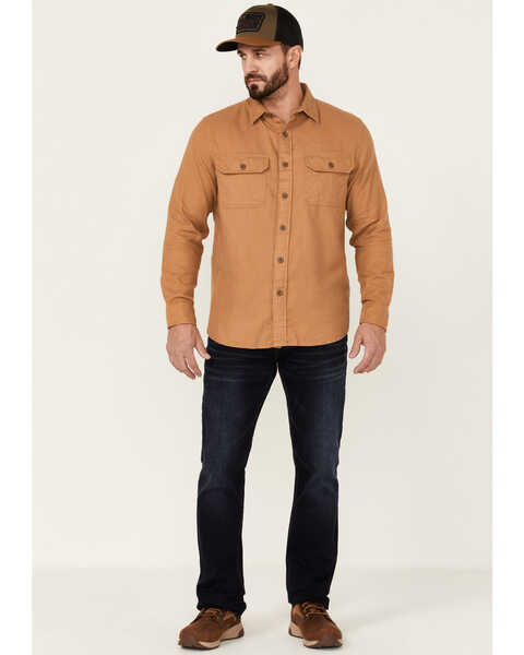 Pendleton Men's Solid Tan Burnside Long Sleeve Button-Down Western Flannel Shirt, Tan, hi-res