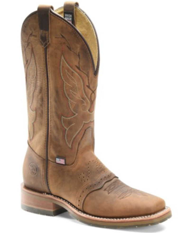 Double H Women's Oak Western Boots - Wide Square Toe, Tan, hi-res