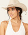 Nikki Beach Women's Moonstone Southwestern Band Wool Felt Western Fedora Hat , White, hi-res