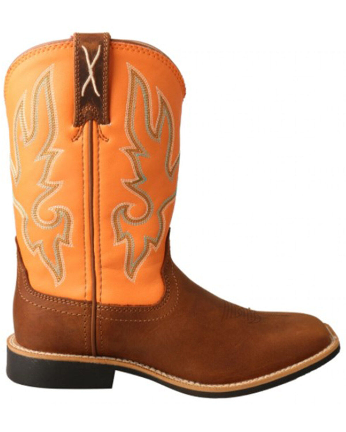 Image #2 - Twisted X Boys' Top Hand Leather Western Boots - Broad Square Toe, Orange, hi-res