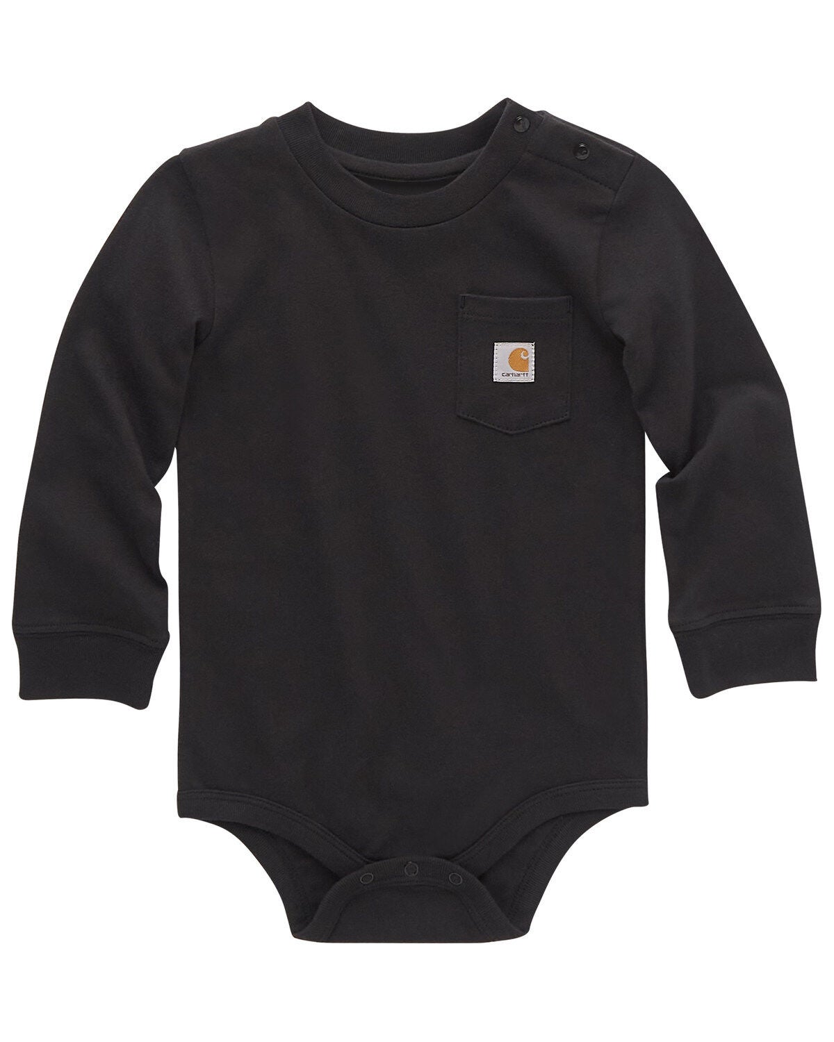 Carhartt Infant Boys' Logo Pocket Long Sleeve Onesie, Black, hi-res