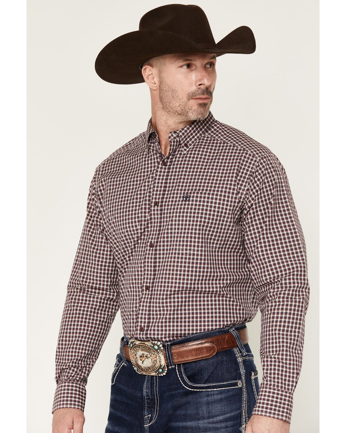 Image #2 - Ariat Men's Pro Series Jarvis Plaid Print Long Sleeve Button-Down Western Shirt, Blue, hi-res