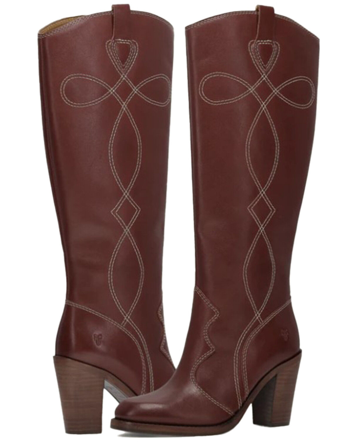 Image #8 - Frye Women's Corinne Tall Deco Stitch Fashion Boots - Round Toe, Red, hi-res
