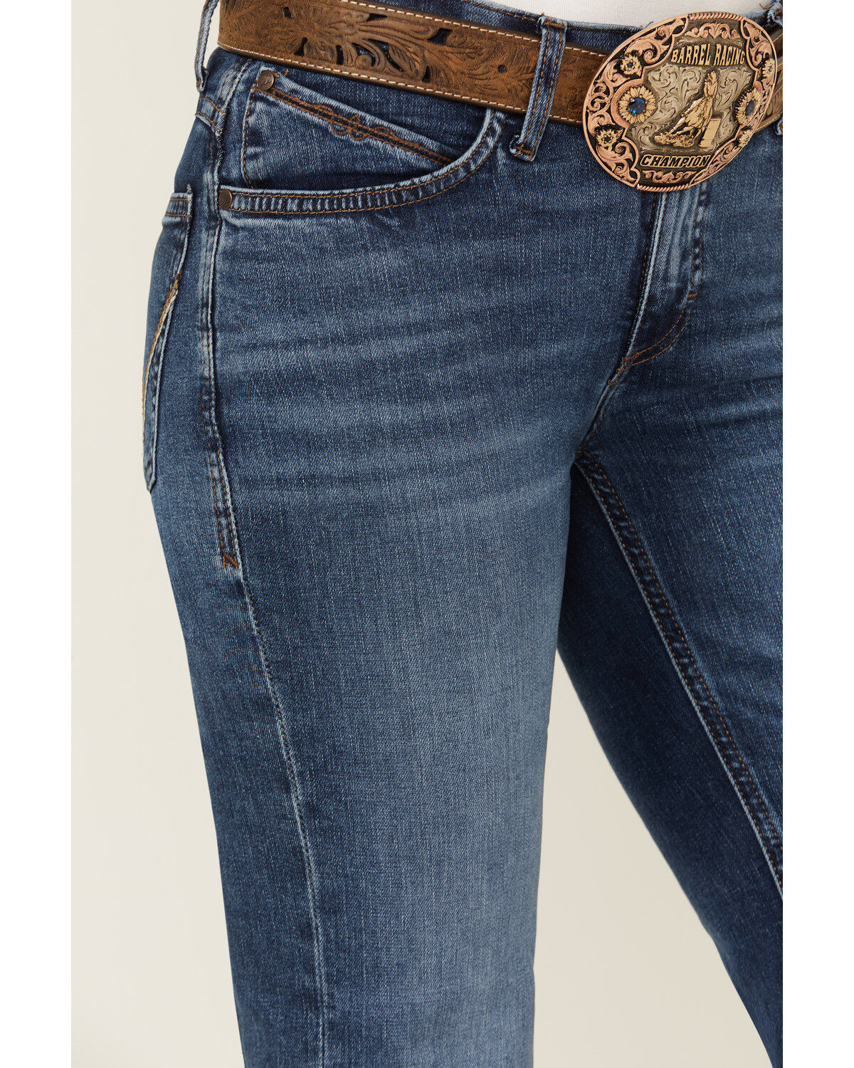 Product Name:  Wrangler Women's Parker Dark Wash Mid Rise Ultimate Riding Trouser Stretch Denim Jeans