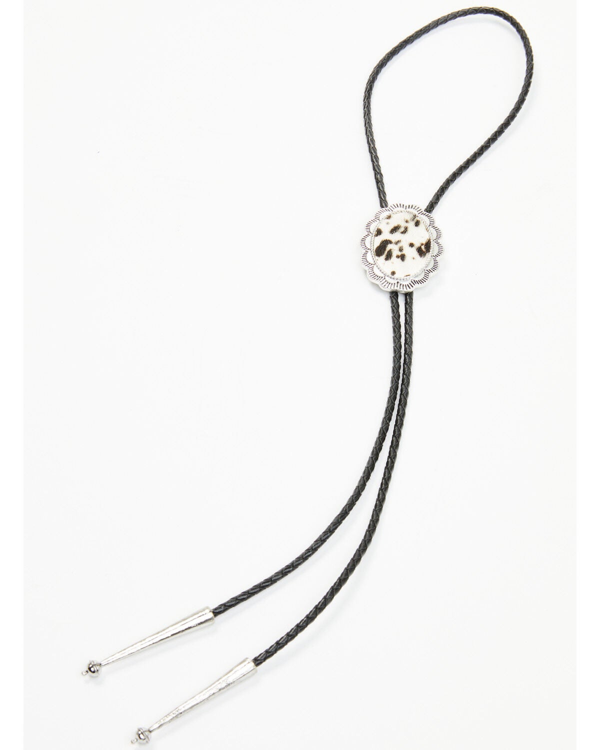 Shyanne Women's Hair-On Scalloped Bolo Tie, Silver, hi-res