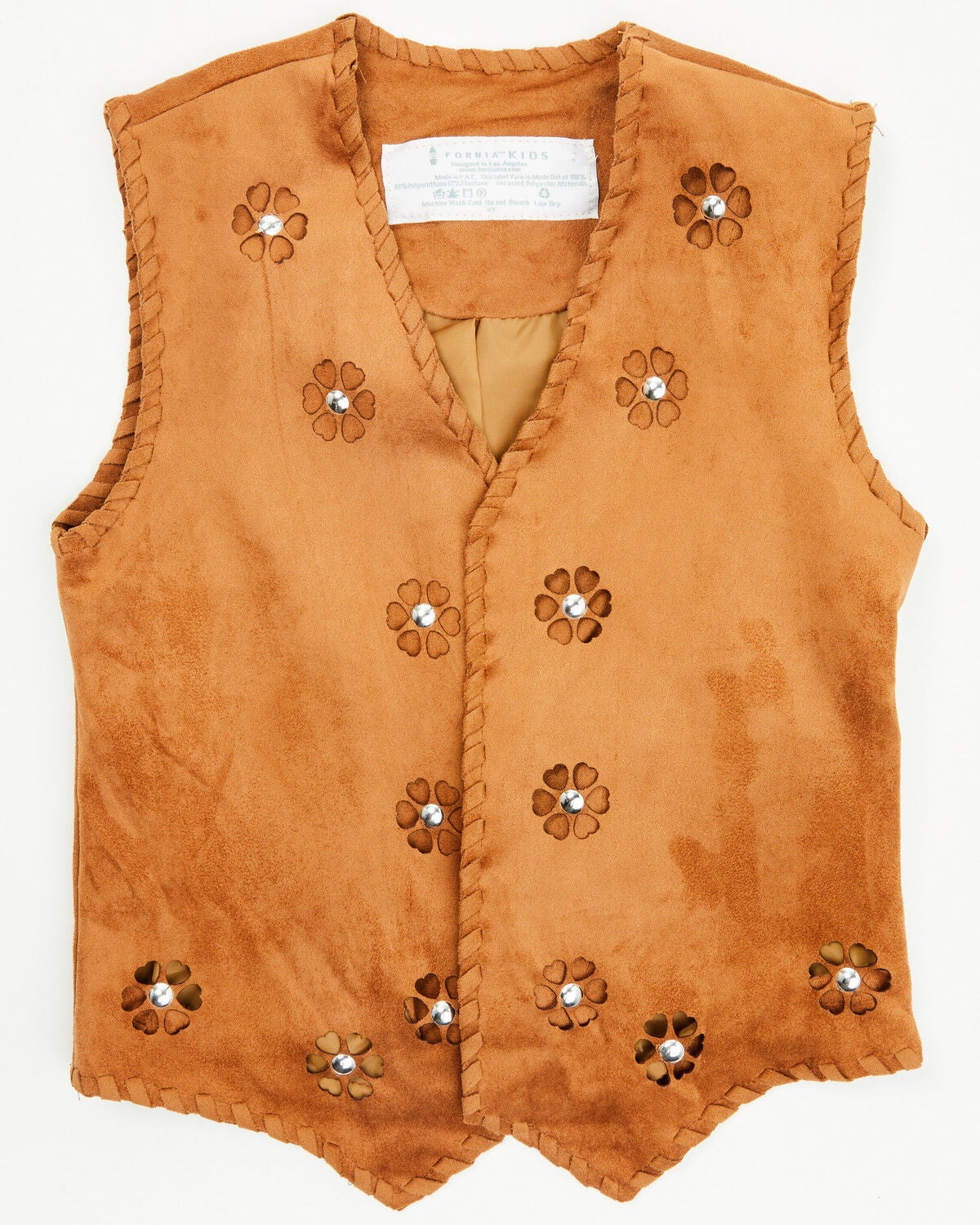 Fornia Toddler Girls' Studded Floral Vest, Camel, hi-res