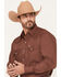 Image #2 - Ely Walker Men's Solid Long Sleeve Pearl Snap Western Shirt, Burgundy, hi-res