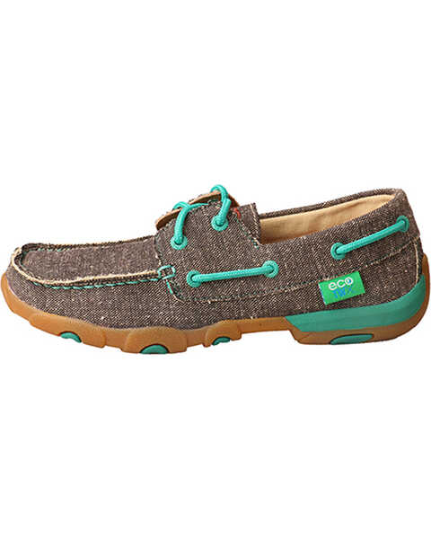 Image #3 - Twisted X Women's ECO Boat Shoe Driving Mocs, Brown, hi-res