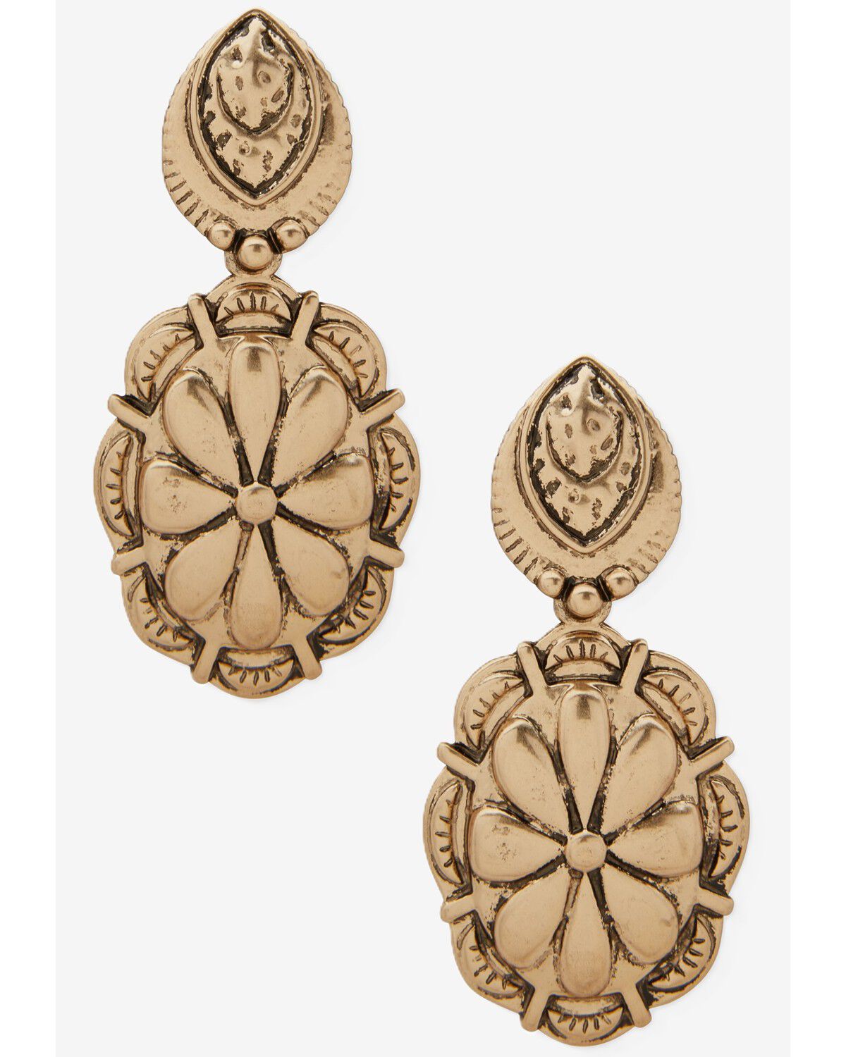 Image #1 - Lainey Wilson Women's Concho Earrings, Gold, hi-res