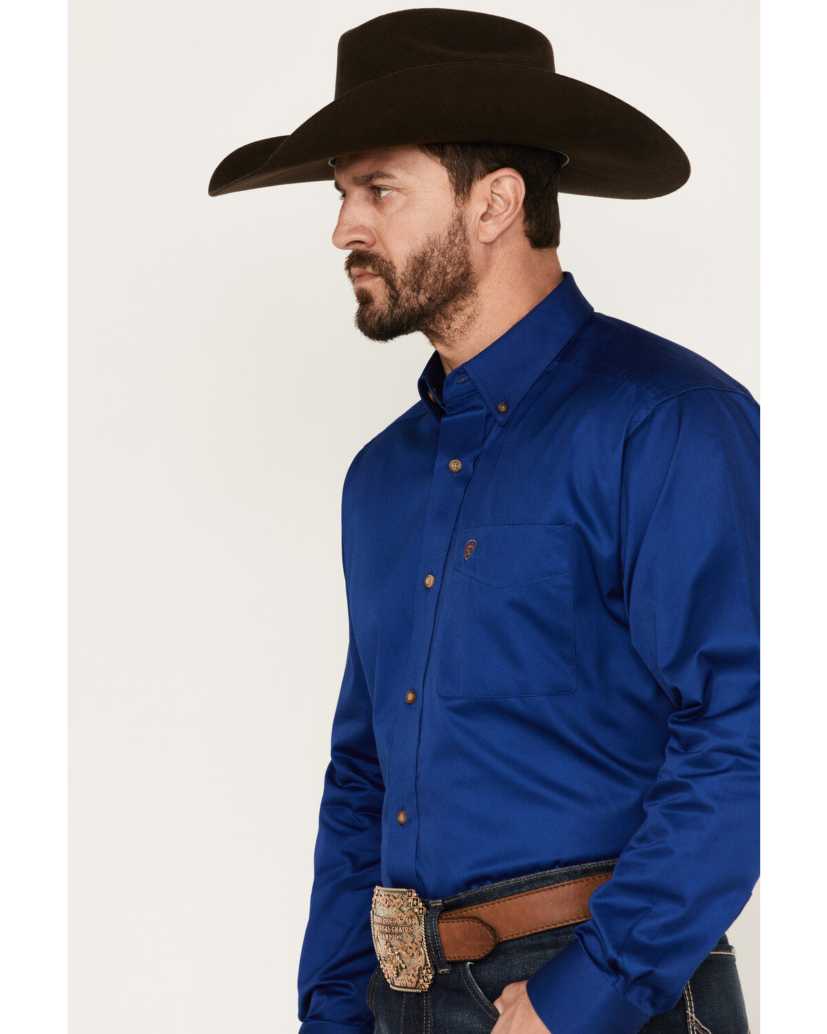 Image #2 - Ariat Men's Twill Long Sleeve Button-Down Shirt, Blue, hi-res