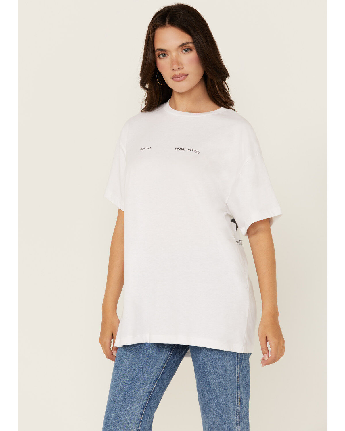 Image #1 - Beyoncé Women's Cowboy Carter Act II Short Sleeve Graphic Tee, White, hi-res