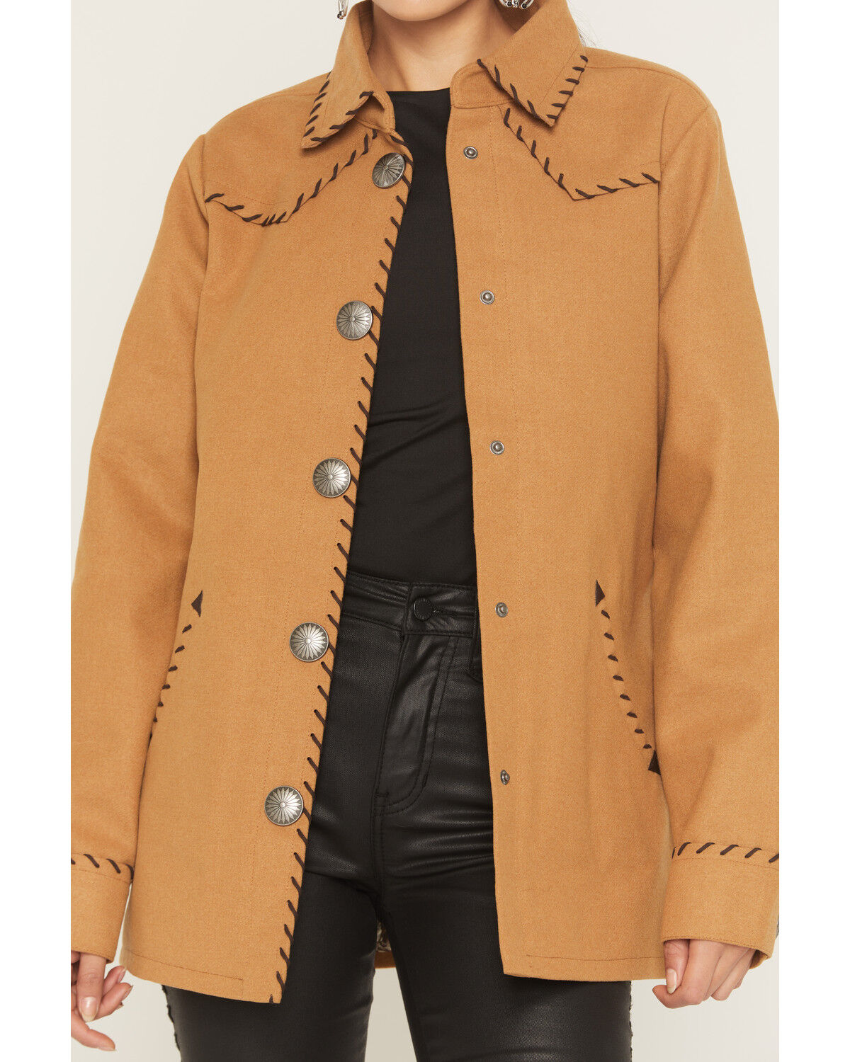 Image #3 - Cruel Girl Women's Shacket, Brown, hi-res