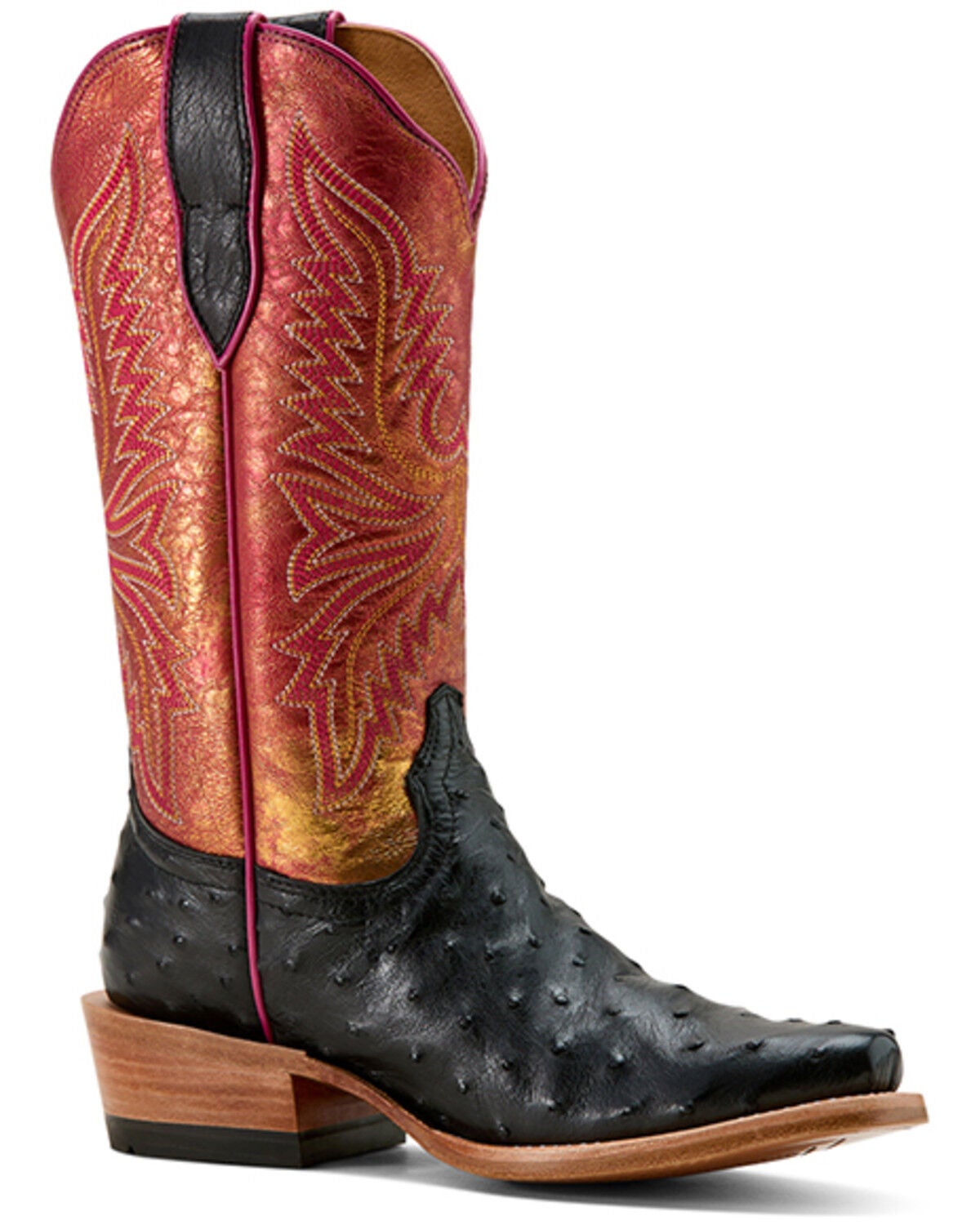 Ariat Women's Exotic Full Quill Ostrich Futurity Revival Western Boots - Square Toe, Black, hi-res