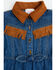 Image #2 - Sugar California Toddler Girls' Faux Suede Fringe Denim Dress, Dark Wash, hi-res