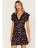 Idyllwind Women's Floral Print Ruched Dress, Black, hi-res