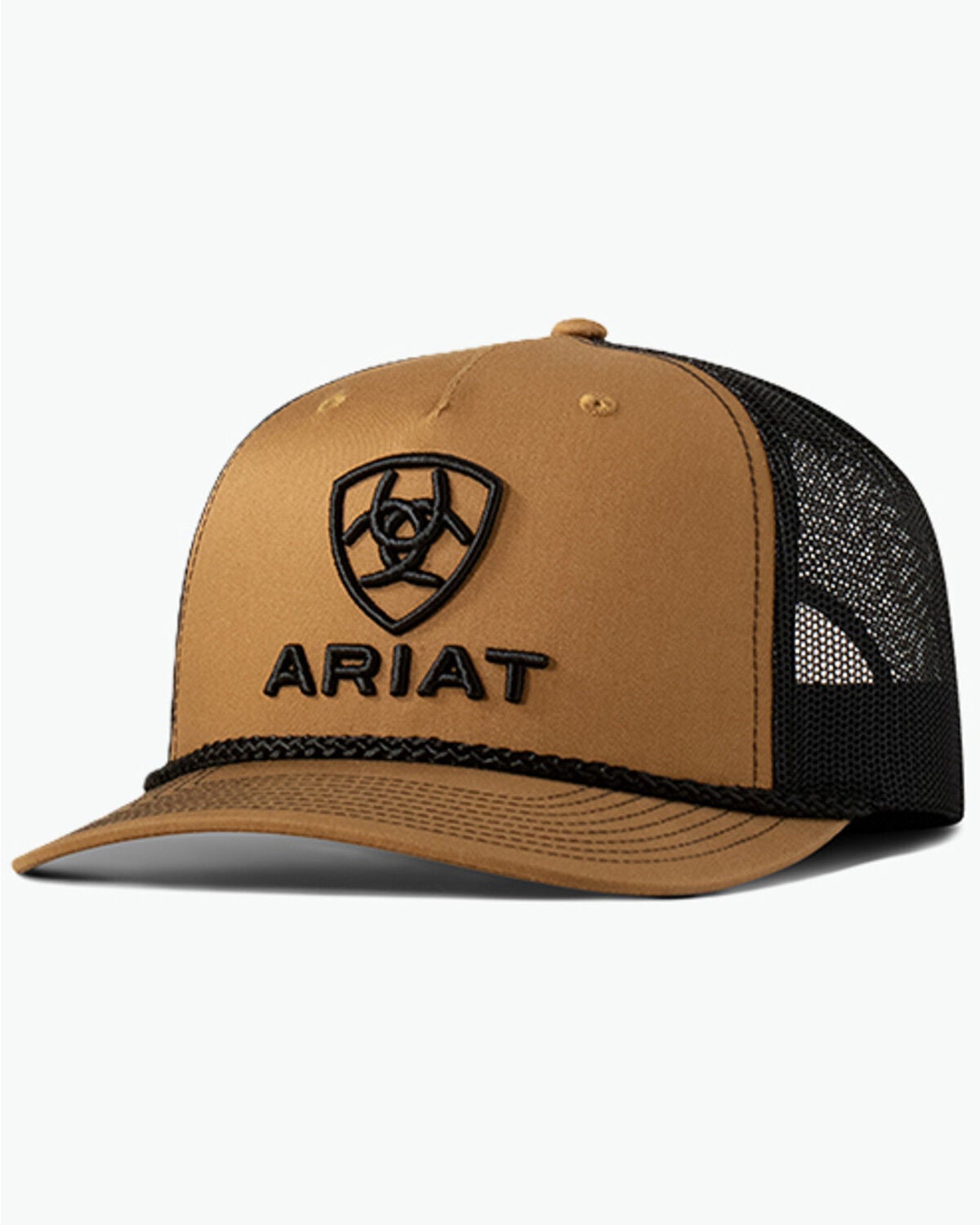Ariat Men's 3D Logo Ball Cap, Black/brown, hi-res
