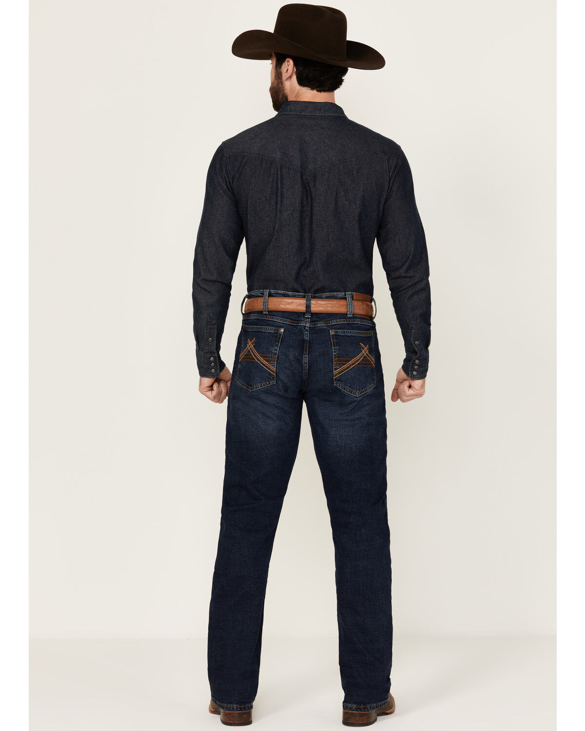 Image #3 - Wrangler 20X Men's Ellison Dark Wash Bootcut Stretch Denim Jeans, Dark Medium Wash, hi-res