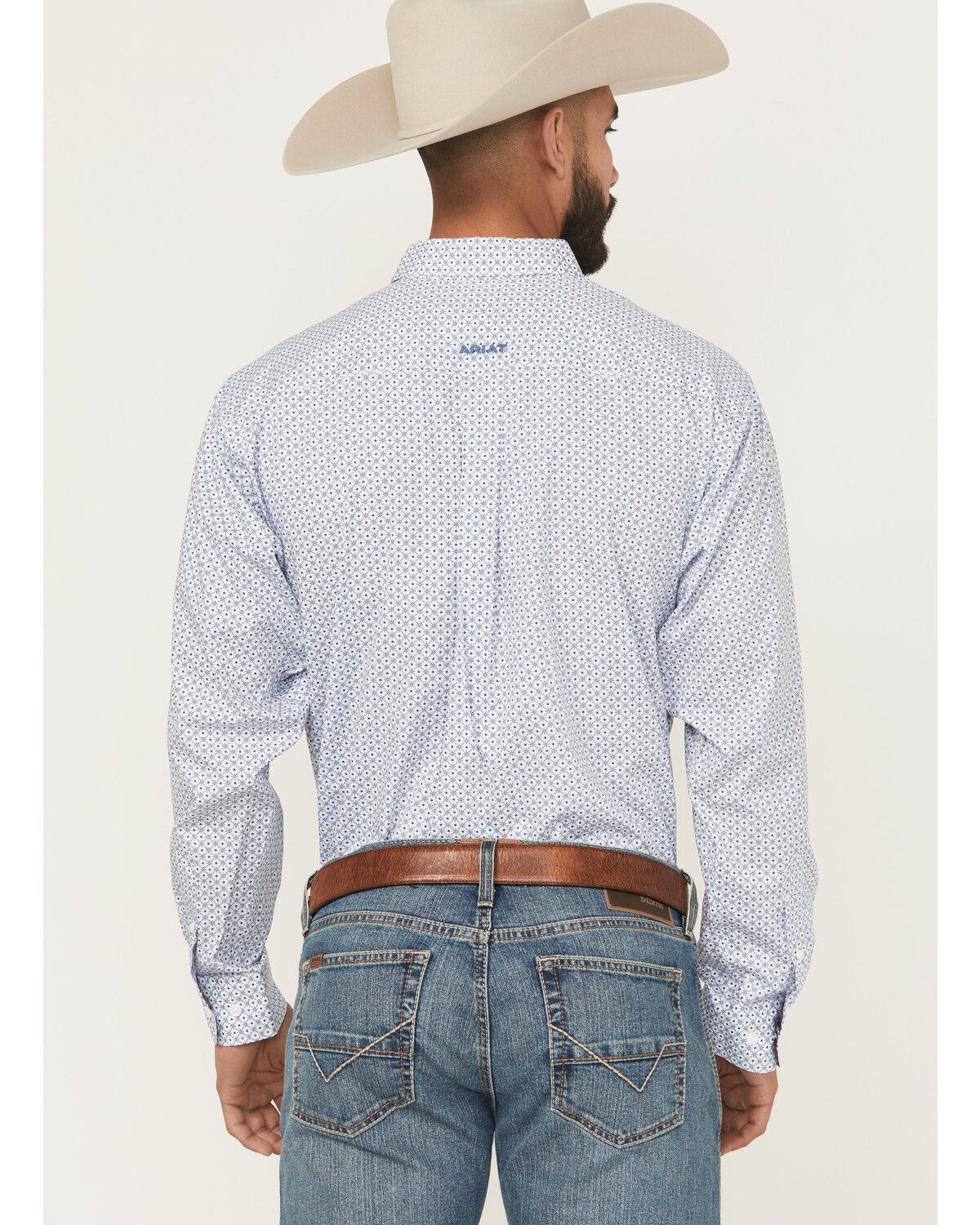 Image #4 - Ariat Men's Danny Wrinkle Free Geo Print Long Sleeve Button-Down Western Shirt - Big, Blue, hi-res