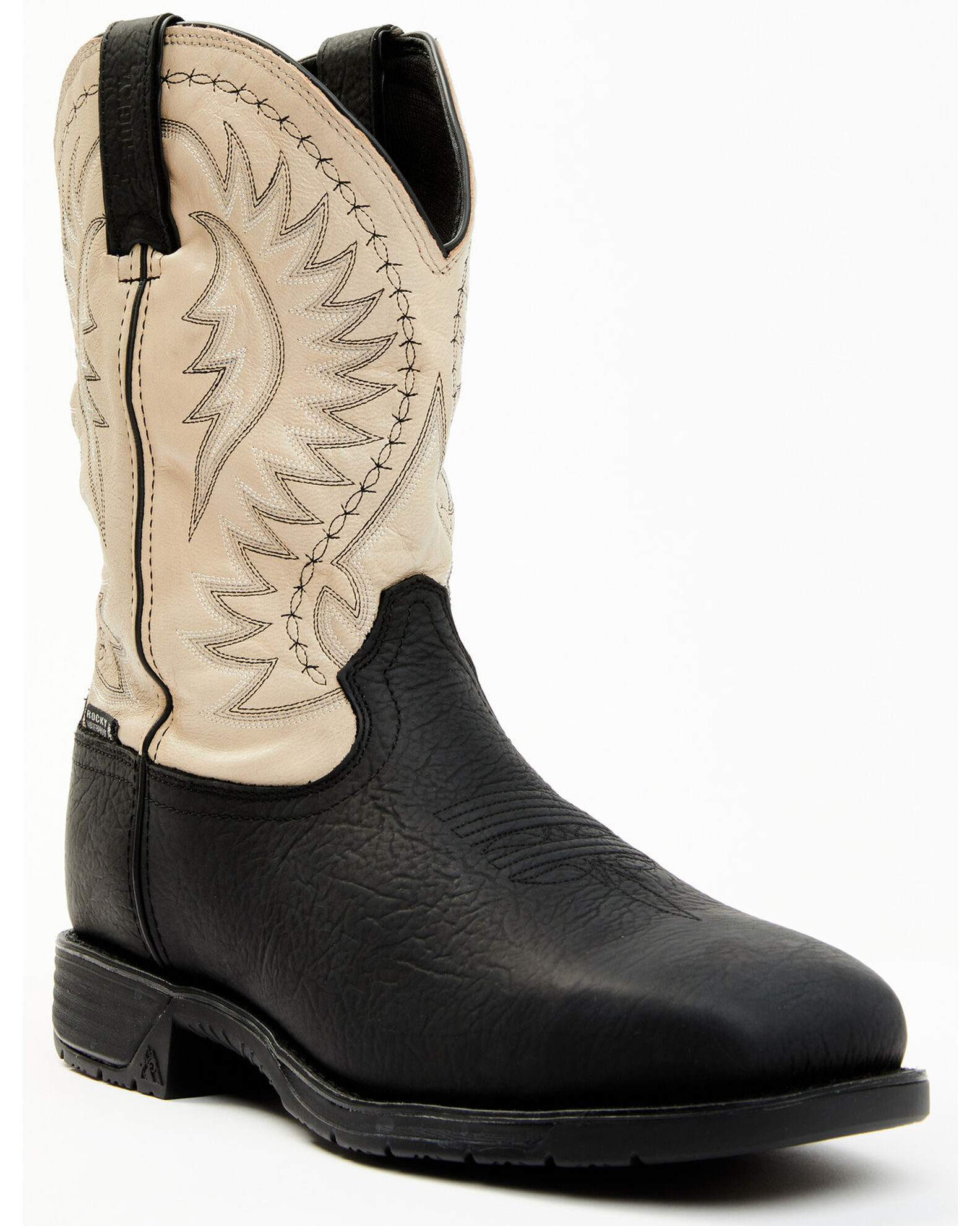 Rocky Men s Rugged Trail Pull On Western Work Boots Steel Toe